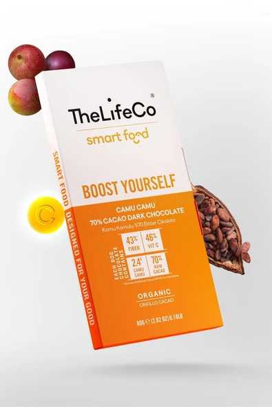 The LifeCo Smartfood Boost Yourself Vitaminli(c) %70 Organik Bitter Çikolata 80 G (glutensiz,kamu Kamu) ürün görseli 1
