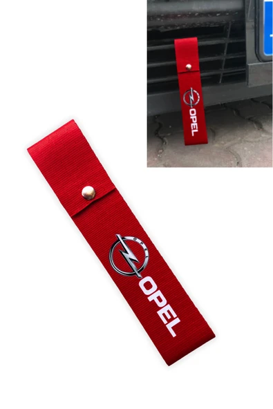 Opel Uyumlu Logolu Kırmızı Renk Yüksek Kalite Tampon Dili & Çeki Ipi ürün görseli 1