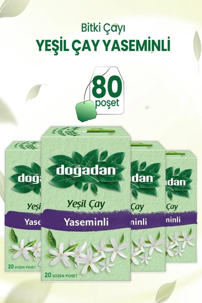 Doğadan Yeşil Çay Yaseminli 20'li Poşet x 4 Adet ürün görseli 1