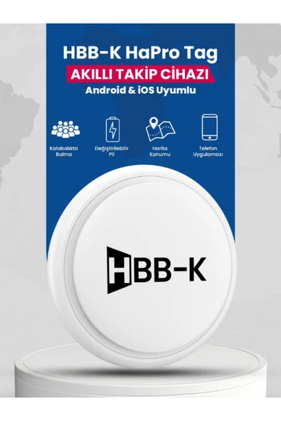 Hapro Tag Ios & Android Uyumlu Airtag Akıllı Gps Takip Cihazı(BEYAZ) ürün görseli 1