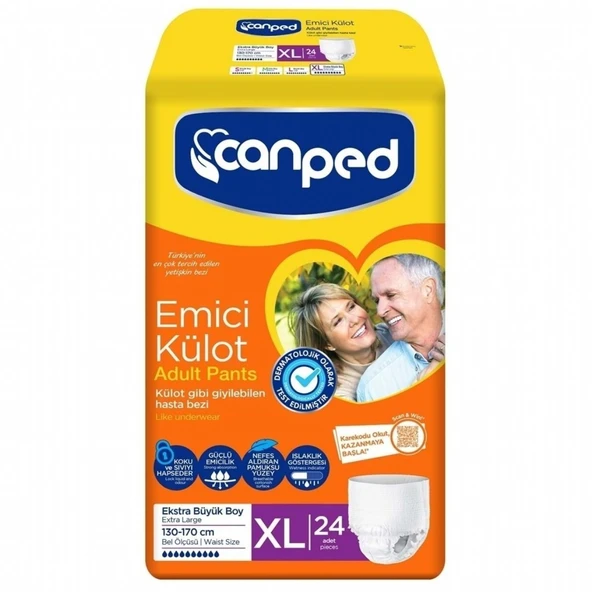 Canped Emici Külot Ekstra Büyük XL 24 Adet Hasta Bezi 130-170 cm ürün görseli 1
