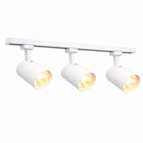 Modern 3’lü LED Ray Spot Aydınlatma Seti 30W Beyaz Monofaze Ray Sistem Ayarlanabilir Tavan Spotu 3200K Günışığı ürün görseli 1