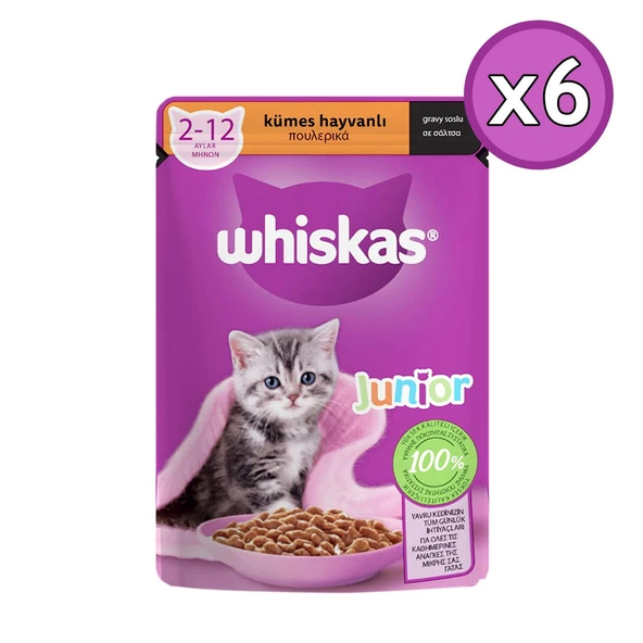 Whiskas Yavru Kümes Hayvanlı Poşet Yaş Kedi Maması 85 gr - 6 Adet ürün görseli 1