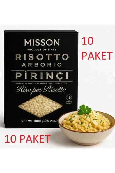 MİSSON Risotto Arborio Italyan Rice Pirinç 1 Kg*10 Adet Koli ürün görseli 1