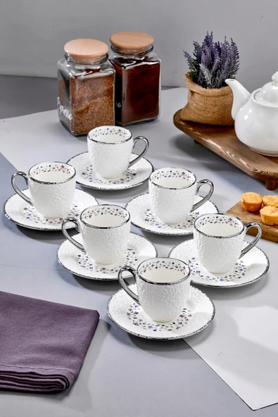 Cooker Royal Bloom 6 Kişilik 180 ml Porselen Duble Çay ve Kahve Fincan Takımı CKR3808 ürün görseli 1