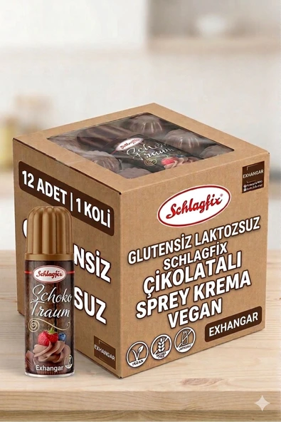 schlagfix Krem Şanti Glutensiz Vegan Çikolatalı Sprey 200 Ml * 12 Adet Toptan 1 Koli ürün görseli 1