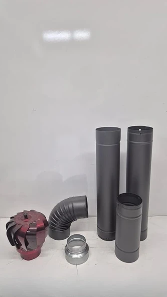Fırıldaklı Baca Boru Seti – 2×70 cm + 33 cm Boru + Dirsek + 10’’ → 13’’ Adaptör ürün görseli 1