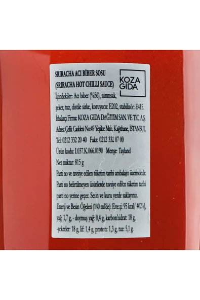 Thaiworld - Uni Eagle Sriracha Acı Biber Sosu 815 gr - Resim 7
