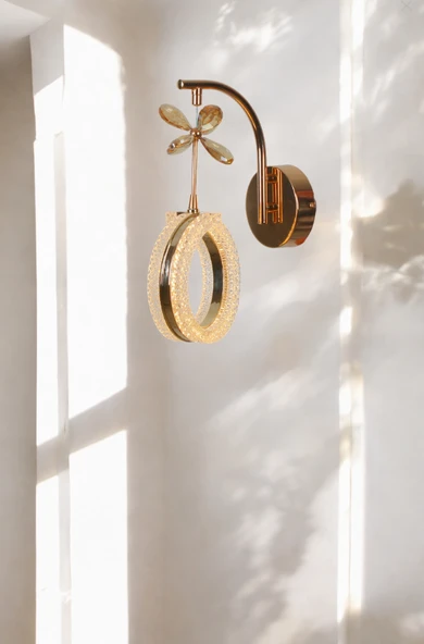 ALYANS ŞIK LED APLİK KELEBEK TAŞLI SARKIT ROSE GOLD ürün görseli 1