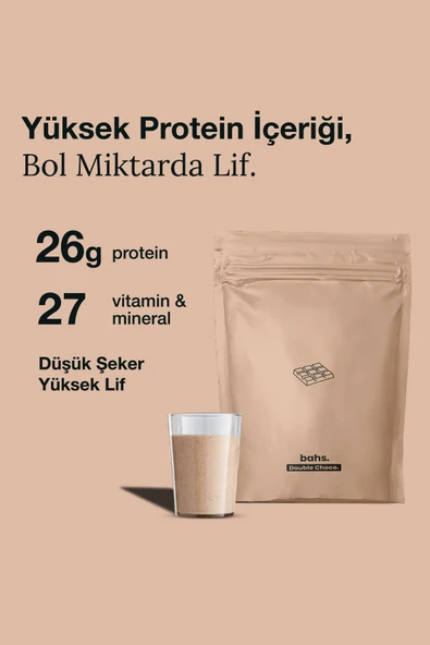 bahs. Proteinli Öğün Tozu - Double Choco 600gr - 10 Servis - Resim 3