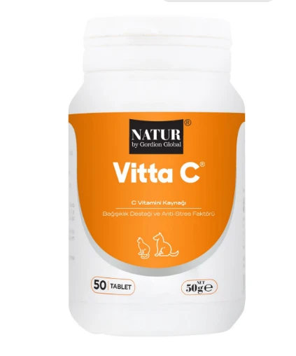 Natur Vitta-C 50 Tablet Kedi & Köpek C Vitamini (Bağışıklık ve İdrar Yolu Desteği) ürün görseli 1