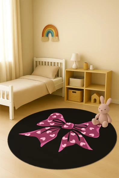 Dijital Baskı Kurdele Desenli Kaymaz Taban Çocuk ve Genç Odası Halısı H0349 RENKLİ 80 X 80 ürün görseli 1
