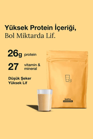 bahs. Proteinli Öğün Tozu - Caramel Latte 600gr - 10 Servis - Resim 4