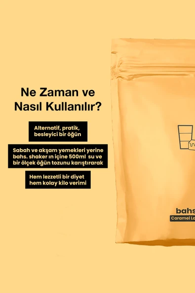 bahs. Proteinli Öğün Tozu - Caramel Latte 600gr - 10 Servis - Resim 5