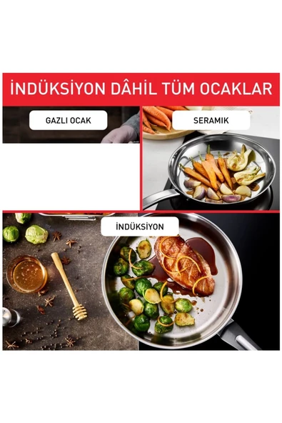 TEFAL Duetto İndüksiyon Tabanlı 8 Parça Çelik Tencere Seti ürün görseli 1