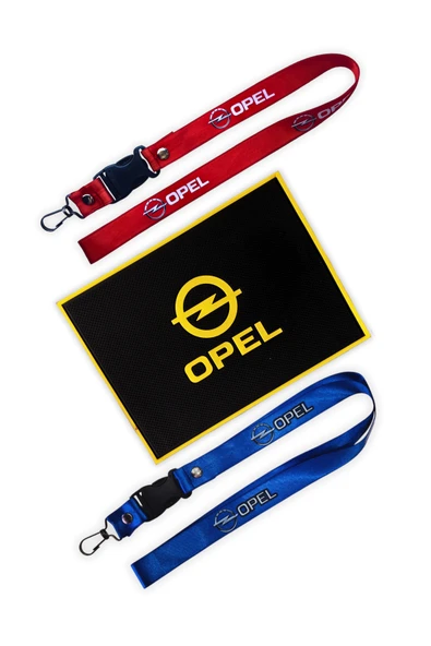 Opel Logolu Torpido Üstü Kaydırmaz Ped & Kırmızı Mavi Anahtarlıklı Oto Ayna Askısı ürün görseli 1