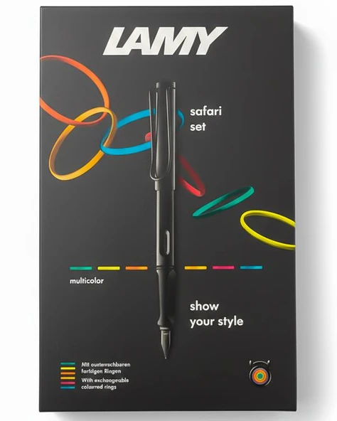 Lamy Safari Multicolor Siyah Dolma Kalem Seti 0B2 M Uç ürün görseli 1