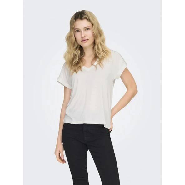 Only 15369294 V Yaka Kadin Body - Ekru ürün görseli 1