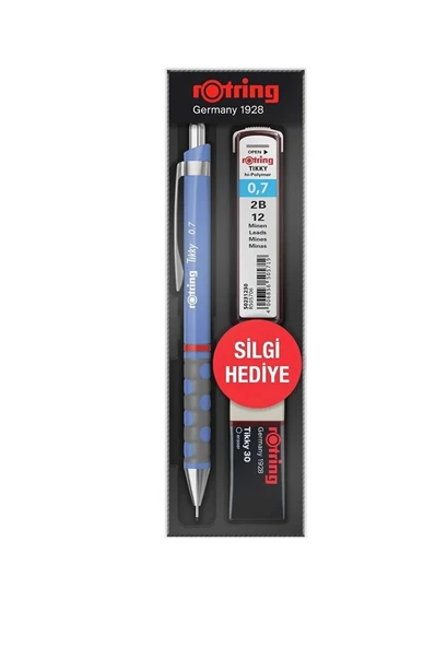 Rotring Tikky Versatil Kalem Seti 0.7 Mm Mavi (Kalem+Silgi+Min) ürün görseli 1