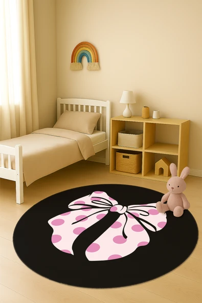 Dijital Baskı Kurdele Desenli Kaymaz Taban Çocuk ve Genç Odası Halısı H0348 RENKLİ 140 X 140 ürün görseli 1