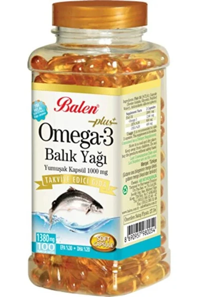 BALEN OMEGA 3 BALIK YAĞI YUMUŞAK KAPSÜL 1380 MG *100 ürün görseli 1