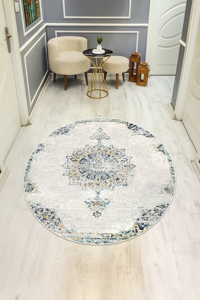 Dijital Baskı Eskitme Desenli Kaymaz Taban Halı H0354 RENKLİ 80 X 80 ürün görseli 1