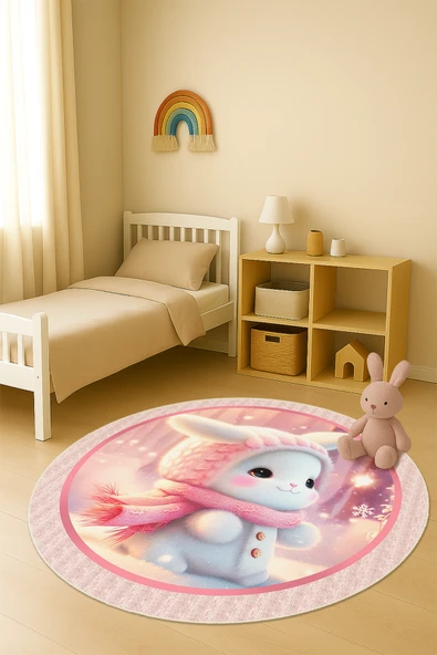 Dijital Baskı Tavşan Desenli Kaymaz Taban Çocuk ve Genç Odası Halısı H0375 RENKLİ 80 X 80 ürün görseli 1
