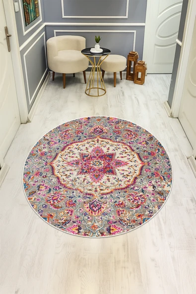 Dijital Baskı Klasik Desenli Kaymaz Taban Halı H0357 RENKLİ 80 X 80 ürün görseli 1