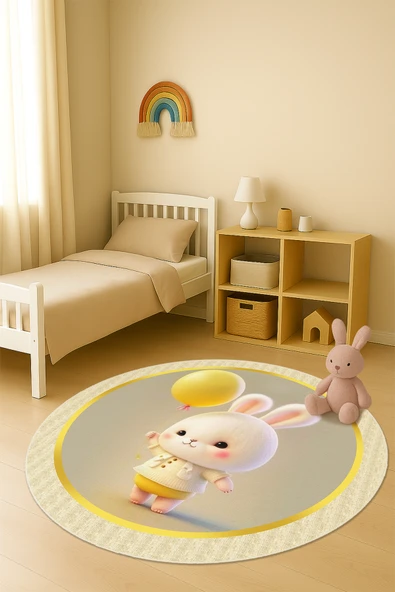 Dijital Baskı Tavşan Desenli Kaymaz Taban Çocuk ve Genç Odası Halısı H0378 RENKLİ 80 X 80 ürün görseli 1