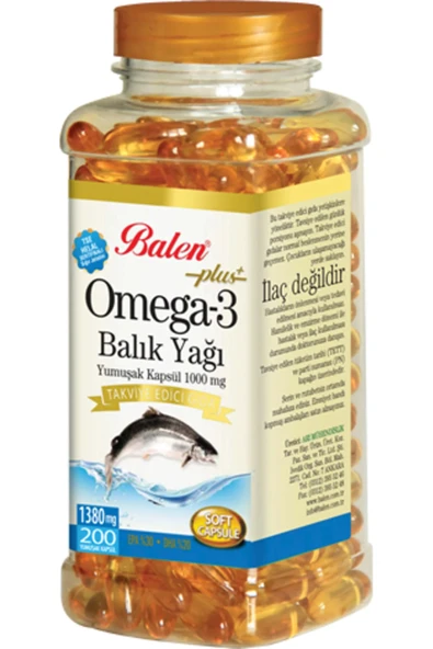 BALEN OMEGA 3 BALIK YAĞI YUMUŞAK KAPSÜL 1380 MG *200 ürün görseli 1