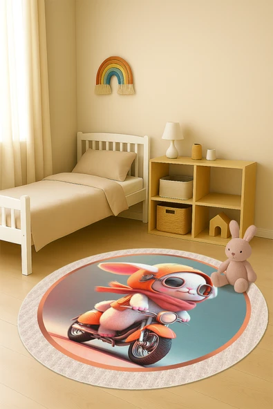 Dijital Baskı Tavşan Desenli Kaymaz Taban Çocuk ve Genç Odası Halısı H0379 RENKLİ 200 X 200 ürün görseli 1