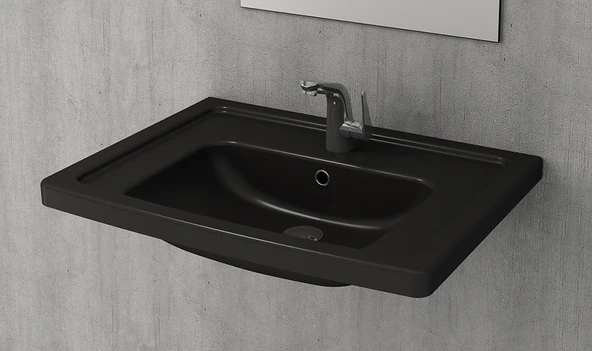 Bocchi 1007-004-0126 Taormina Pro Etajerli Lavabo 66 Cm Mat Siyah ürün görseli 1