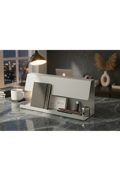 Chalybes Premium Seri Açık Gri Metal Masa Organizeri - Minimalist Ofis Aksesuarı ürün görseli 1