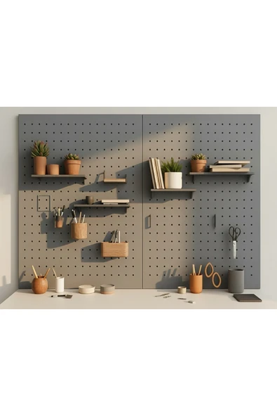 Chalybes Koyu Gri 86 x 41 Cm Çok Amaçlı Pano Pegboard ürün görseli 1