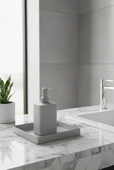 Chalybes Koyu Gri Kare Galvaniz Metal Banyo Tablası - Lavabo Üstü Sabunluk ve Düzenleyici Tepsi ürün görseli 1