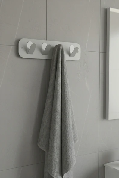 Chalybes Açık Gri Galvaniz Metal Çok Amaçlı Askılık - Modern Banyo ve Antre Askısı ürün görseli 1