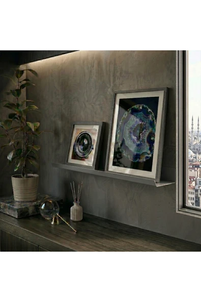 Chalybes Premium Slim Koyu Gri Metal Raf - Modern Dekoratif Duvar Modülü ürün görseli 1