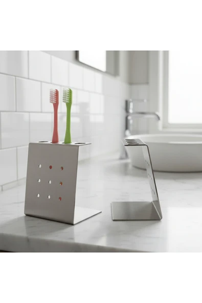 Chalybes Paslanmaz Çelik Diş Fırçası Tutacağı - Minimalist Stand ürün görseli 1