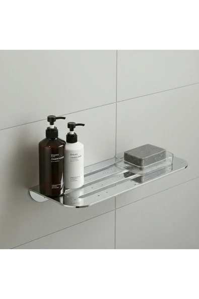 Chalybes Premium Paslanmaz Çelik Banyo Rafı - Modern Şampuanlık ve Sabunluk Düzenleyici ürün görseli 1