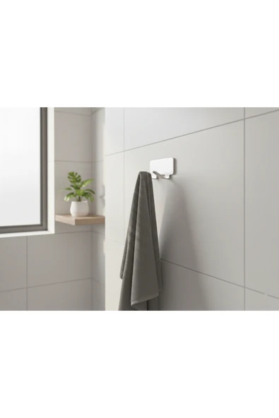 Chalybes Premium Paslanmaz Çelik Yapışkanlı İkili Banyo Askısı - Modern Havlu ve Bornoz Askılığı ürün görseli 1