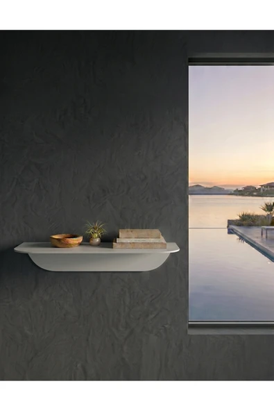 Chalybes Premium Seri Açık Gri Metal Estetik Dekorasyon Rafı - Modern Antre ve Salon Modülü ürün görseli 1