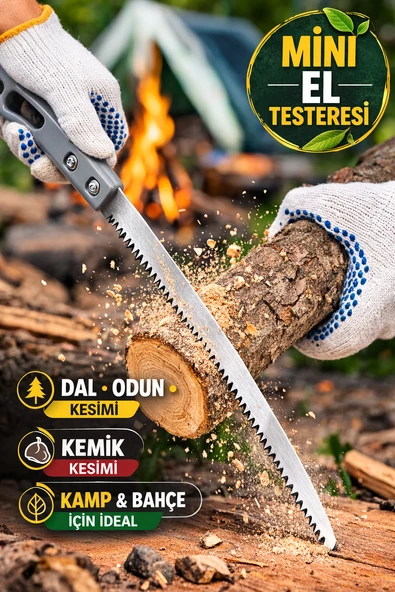 Mini Tavuk Kuyruk Testere Kamp Testeresi Dal Budama El Testeresi Kemik Kesme Kıl Testere 34 cm