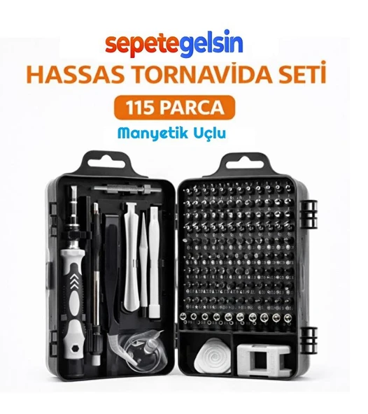 Sepetegelsin Manyetik Hassas Tornavida Seti 115 Parça Krom Vanadyum Çelik Telefon Laptop Tamir Seti ürün görseli 1