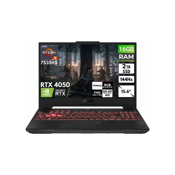 Tuf Gaming A15 Ryzen 5-7535HS 16 GB 2 Tbssd RTX4050 15.6'' Fhd Freedos Taşınabilir Bilgisayar FA507NU-LP157 BT16 ürün görseli 1