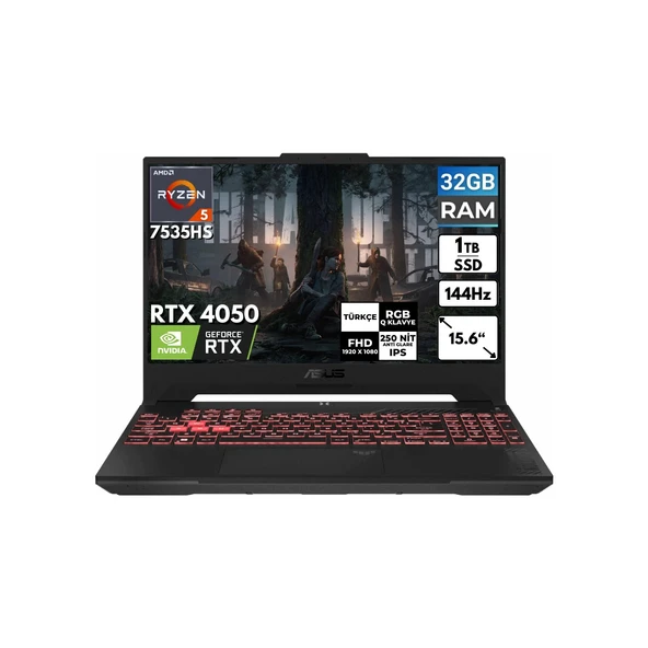 Tuf Gaming A15 Ryzen 5-7535HS 32 GB 1 Tbssd RTX4050 15.6'' Fhd Freedos Taşınabilir Bilgisayar FA507NU-LP157 BT12 ürün görseli 1