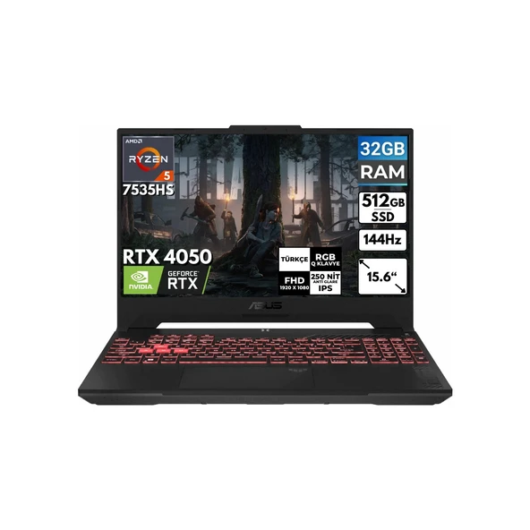Tuf Gaming A15 Ryzen 5-7535HS 32 GB 512 GB SSD RTX4050 15.6'' Fhd Freedos Taşınabilir Bilgisayar FA507NU-LP157 Bt7 ürün görseli 1