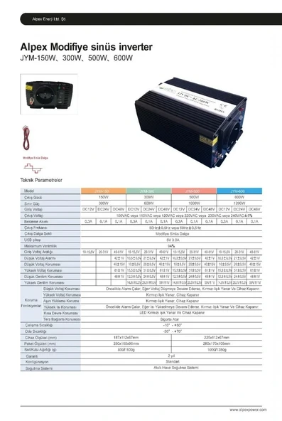 300 WATT 12 VOLT MODİFİYE SİNÜS İNVERTER - Resim 4