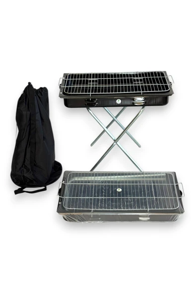 Portatif Katlanır Ayaklı Emaye Mangal - Çantalı - 62x35cm Büyük Boy ürün görseli 1