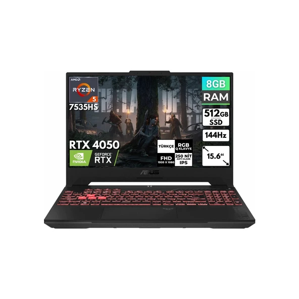 Tuf Gaming A15 Ryzen 5-7535HS 8 GB 512 GB SSD RTX4050 15.6'' Fhd Freedos Taşınabilir Bilgisayar FA507NU-LP157 Bt5 ürün görseli 1