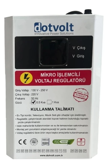 DOTVOLT 500 VA VOLTAJ KOMBİ REGÜLATÖRÜ 130-250V ürün görseli 1